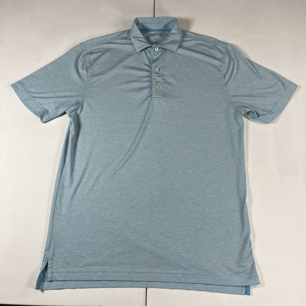 Johnnie-O Performance Polo Shirt Short Sleeve Blue Striped Golf Men's S